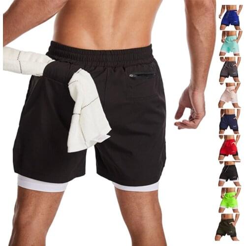 Joggers Casual Shorts Men 2 in 1 Sport Shorts Gyms Fitness Workout Quick Dry Beach Shorts Cycling Running Male Shorts