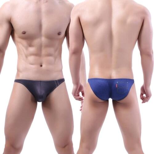 Mens Underwear Denim Cotton Briefs Gey Man Sexy Low Rise Brand Short Trunks Breathable Jeans Underpants Bikini Tanga Sexy Panty