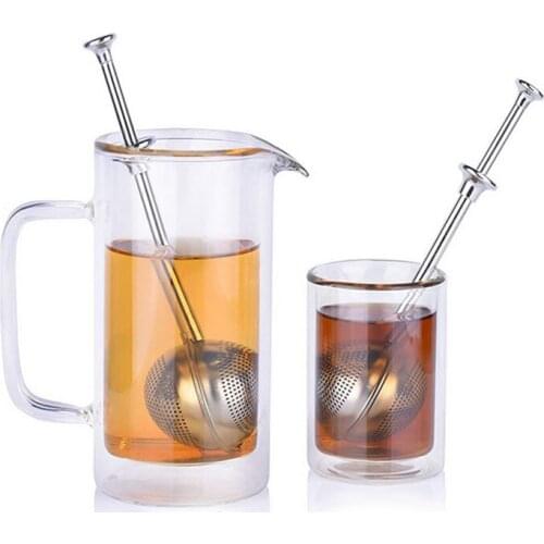 Ball-Shape Push Style Tea Infuser Strainer Stainless Steel Filter Herb Strain
