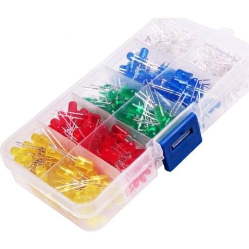 Glyduino 300PCS 3mm 5mm LED Light Kit White Yellow Red Green Blue Assorted Kit DIY LEDs Set 3V 20mA