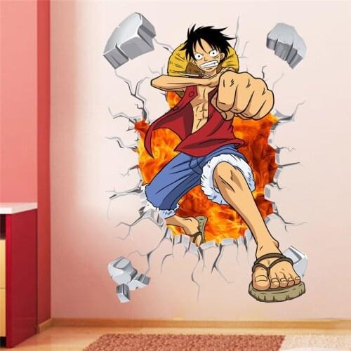 One Piece Wall Sticker Luff Break Out 3d Decal House Decor Carton Boy Girl Kids Room Bedroom Art Mural Hotsale Poster