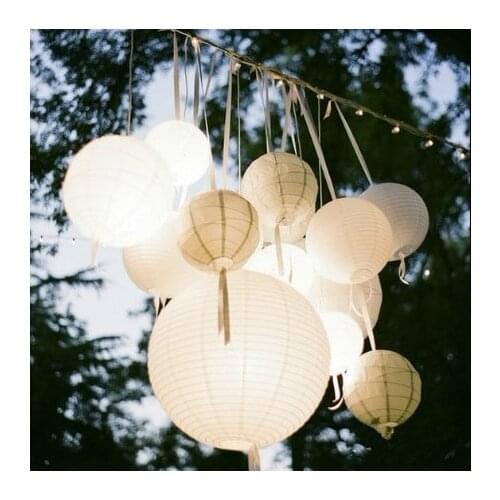 Wholesale 10 Pieces White Round Chinese Paper Lantern Party Festival Supplies Engagement Wedding Christmas Birthday Decoration