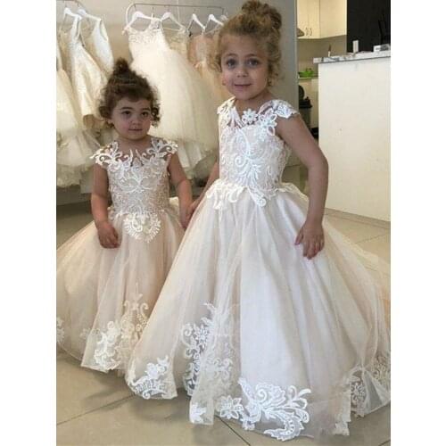 Flower Pageant Dresses For Wedding Kids Ball Gowns Tiered Ruffles Backless First Communion Dresses For Girls