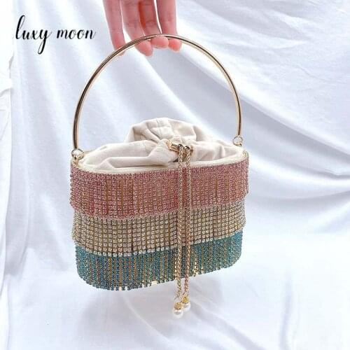 Diamond Luxury Bag Woman Tassel Purses and Handbag Hollow Out Birdcage Bag 2021 Womens Brand Large Capacity Wedding Clutch Z181