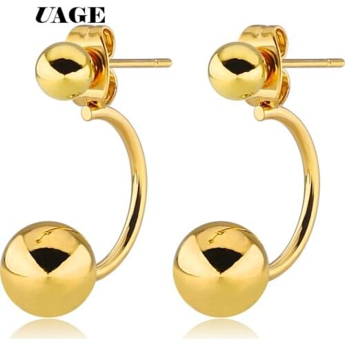UAGE Gold Silver Color Plated Earrings Fashion Jewelry Big Round Ball Pendant Statement Earrings for Women Gifts Wedding