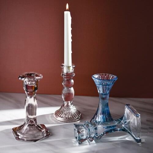 Relief Glass Candle Holder Home Decor Glass Stand Table Centerpiece Home Accent Decor