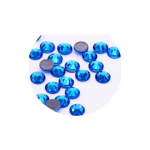 SS5-SS30 Glass Crystal Cape blue Rhinestones Iron On Stones Flatback Clear Hotfix Rhinestones For Wedding Dress Shoes Diy