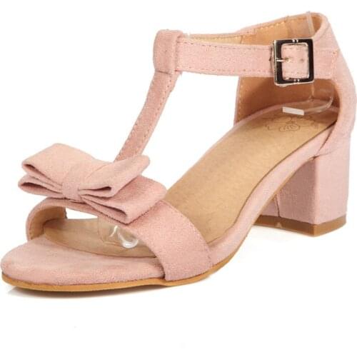 Summer 2018 comfortable square with a sweet bow 40-43 student sandals tide 18416