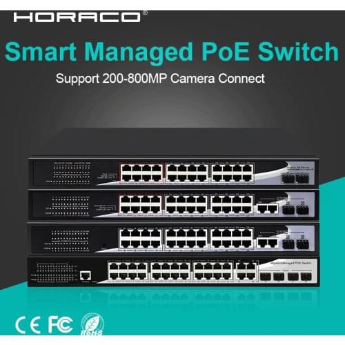 24 Port 10/100/1000M Managed Poe Switch L2+ Network Switch with Gigabit SFP Port for CCTV IP Camera Wireless AP VOIP Phone