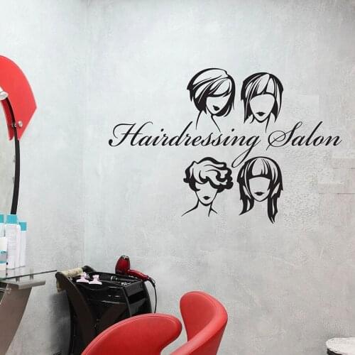 Hairstyles Design Wall Decal Hairdressing Hair Salon Logo Haircuts Shop Interior Decor Fashion Woman Vinyl Window Stickers M828