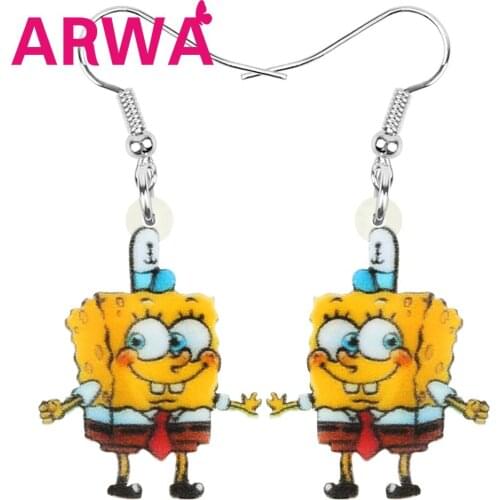 ARWA Acrylic Sweet Yellow Character Earrings Print Cartoon Figure Dangle Drop Jewelry For Women Girl Kid Trendy Gift Accessories