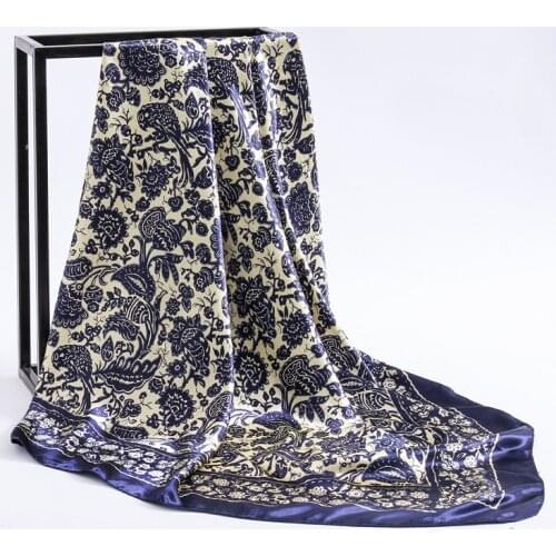 Fashion Paisley Print Kerchief Silk Satin Hijab Scarf For Women Square Shawls Wraps 90*90cm Bandana Head Neck Scarfs For Ladies