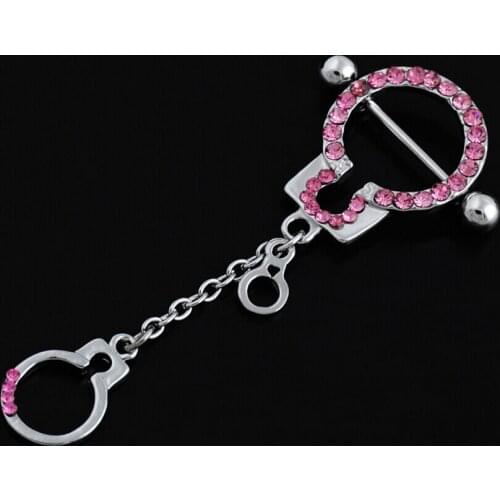 2016 New Arrival Fashion Nipple Ring Stainless Steel Body Piercing Jewelry Piercing Decoration Handcuffs Style 1 pair