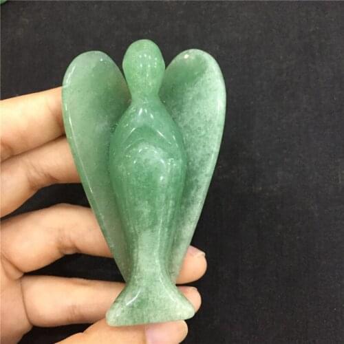 1pcs beautiful natural stones and minerals green aventurine carving angel figurine healing crystal for home decoration wholesale