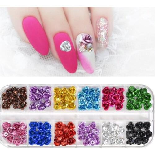 12Colors ) 240Pcs aluminum flower 3-Dimensional DIY Accessories Nail Jewelry Rose Flower 3D Nail Art Flower Rhinestone, 65-687