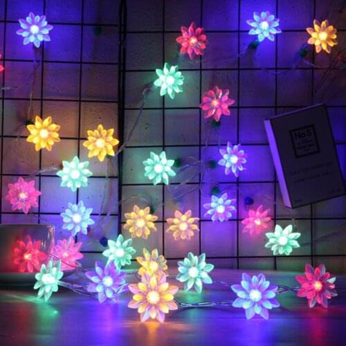 20/40 LED Cherry Blossom Flower LED String Fairy Light Christmas String Garland Lotus Flower String Light For Wedding Party