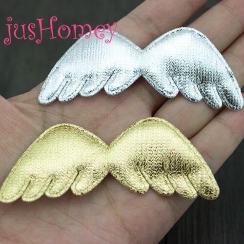 20PCS Metallic Gold Silver Tone Angel Wing Patches Padded Glitter Fabric Angel Doll Wing Appliques for Doll Making, Party Decor