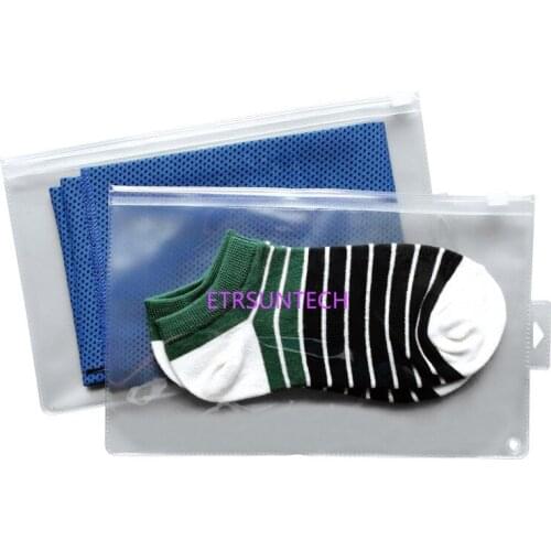 200pcs Thick PVC Transparent Frosted Envelope Binder Pocket pen bag plastic waterproof underwear Socks bag With hole