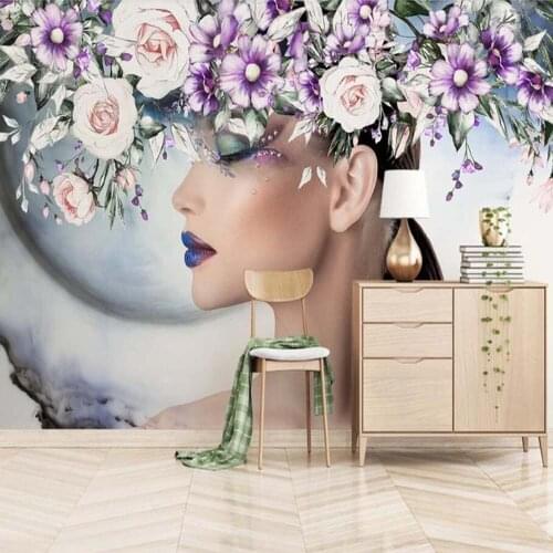 3D Watercolor Flower Wallpaper Mural Beautiful Girl Wall Paper Home Wall Decor Printed Photo Wallpapers 3d Wall Murals