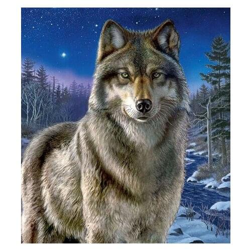 Diamond mosaic full square diamond embroidery beads Snow wolf woods animal diamond cross stitch sets unfinish painting