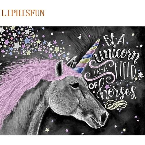Diamond Painting Cross Stitch Full Square Round Picture of Rhinestone DIY Mosaic Embroidery Unicorn Sign New Year Gift