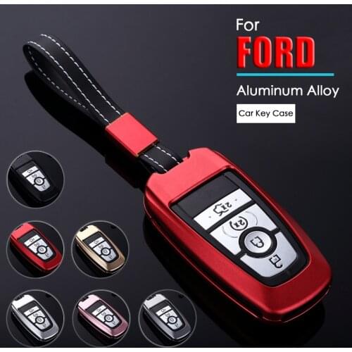 Aluminum Alloy Key Case Cover for Ford Fusion Mustang Explorer F-150 F-250 F-350 2017 Remote Key Fob Shell Holder Car Accessorie
