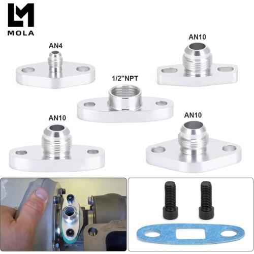 AN4/10 1/2\"NPT Turbo Oil Feed Inlet / Drain Outlet Flange Adapter Kit w/Gasket For T3 T4 T25 T28 T30 T04B T04E GT30 GT28 GT55