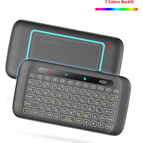 H20 Backlight Touchpad Mini Wireless Keyboard Air Mouse IR Leaning Remote Control Auto-rotation for Andorid Box Smart TV Windows