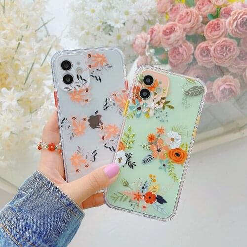 Moskado TPU Small Fresh Flowers Phone Case for iphone 11 12 Pro Mini Max X XR XS Max 7 8 Plus Mobile Phone Protective Shell