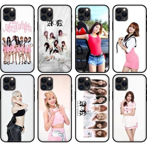 Black tpu case for iphone 5 5s se 2020 6 6s 7 8 plus x 10 XR XS 11 12 mini pro MAX back cover AOA Ace Of Angels