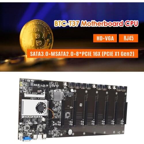 BTC-T37 8 GPU Desktop Computer Mining Machine Motherboard Set with CPU PCI Express 16X Graph Card DDR3 Miner Board