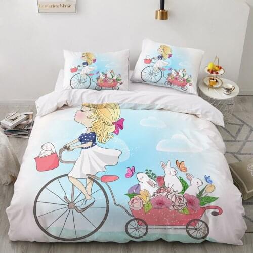 Kids Bedding Set for baby cartoon duvet cover set for home bed linen bedclothes family sets Euro 70x70 unicorn bicycle