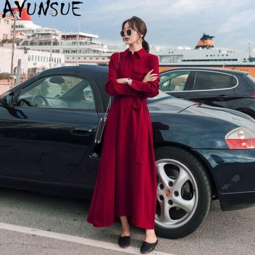 AYUNSUE Long Dress Women Korean Slim Woman Dress Spring Autumn 2021 Women Clothes Long Sleeve Dresses Vestidos Largos