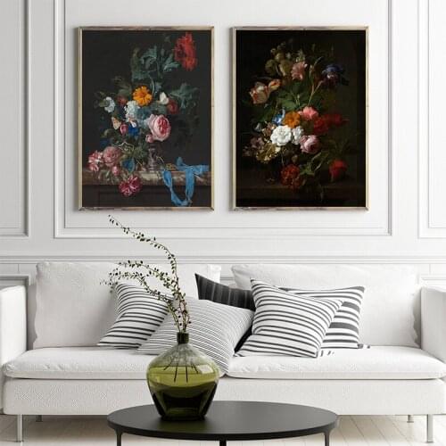 European Classic Still Life Oil Painting Canvas Poster and Print Retro Wall Art Bright Flower Picture for Living Room Home Decor