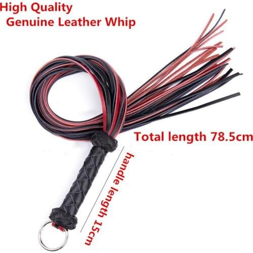 Genuine Leather Whip Flogger Handle Spanking Paddle Knout Flirt BDSM Adult Game Erotic Sex Toys for Women Couples