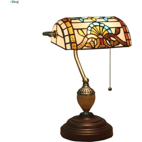 Art Retro Loft Bank Table Lamps Bedroom Bedside Desk Lights European Traditional Glass Lighting Study Living Room Table Fixtures