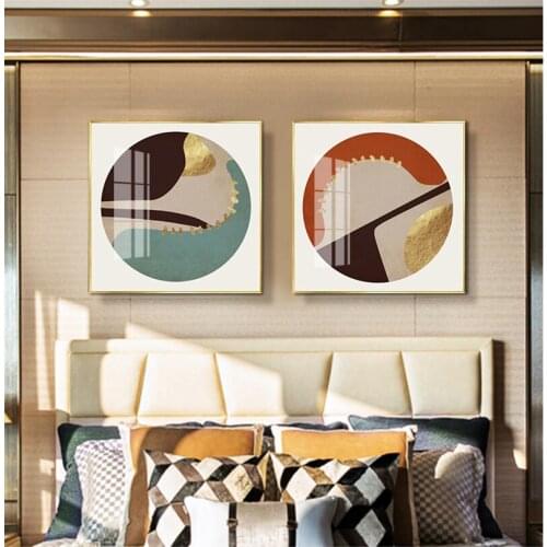 Exquisite Circular Abstract Geometric patchwork modern decorative Painting Canvas Wall Art Print Poster for Home hotel office de