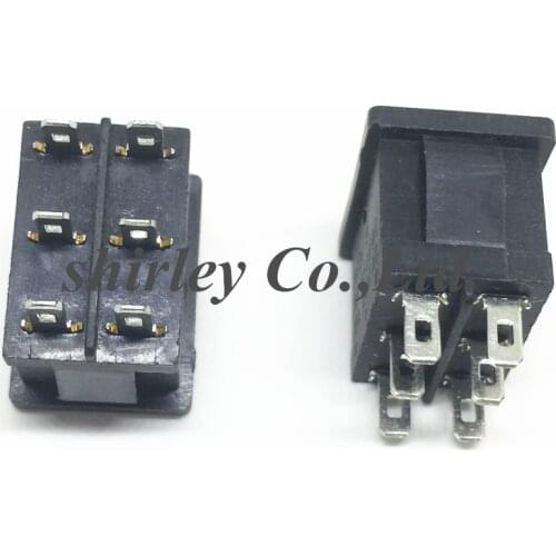 Free shiiping 100PCS Ship Type Switch 15*21mm 6PIN ON/OFF/ON Boat Rocker Switch 6A/250V 10A/125V 15X21