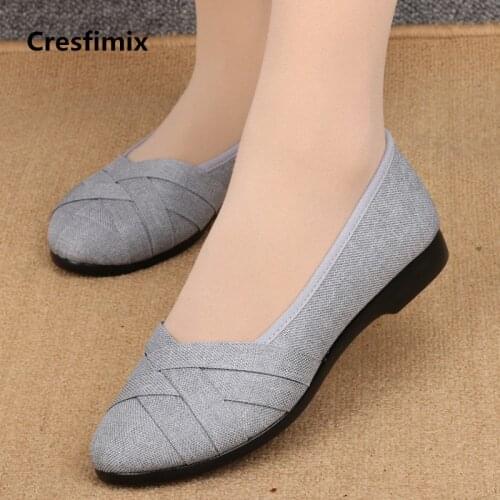 Marlisasa Women Fashion High Quality Light Weight Plus Size Flat Shoes Lady Casual Grey Comfortable Shoes Breathable Shoes F2038