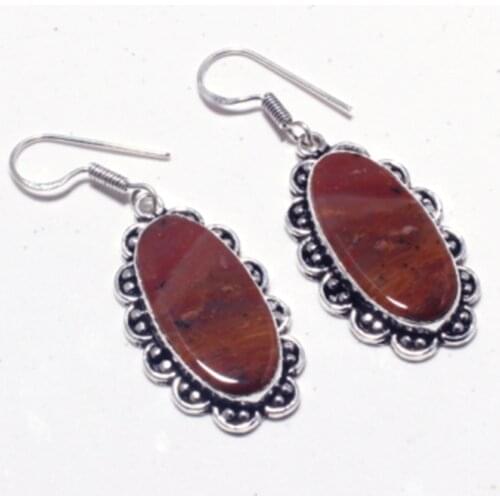 Genuine Honey Dendrite Opal Silver Overlay on Copper Earrings ,Hand made Women Jewelry Gift , E5388