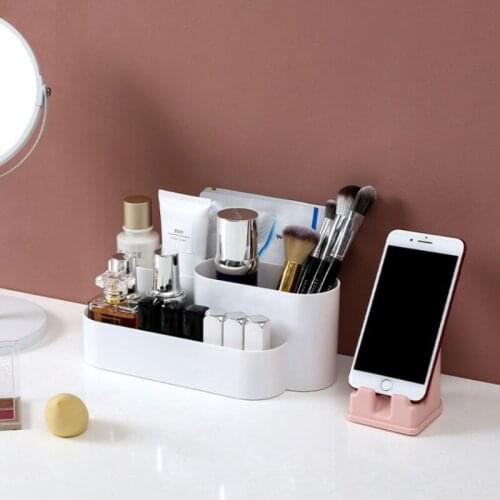 Desktop Compartment Cosmetic Storage Box Case Make Up Organizer Mobile Phone Holder For Dresser Plastic Storage Container Set
