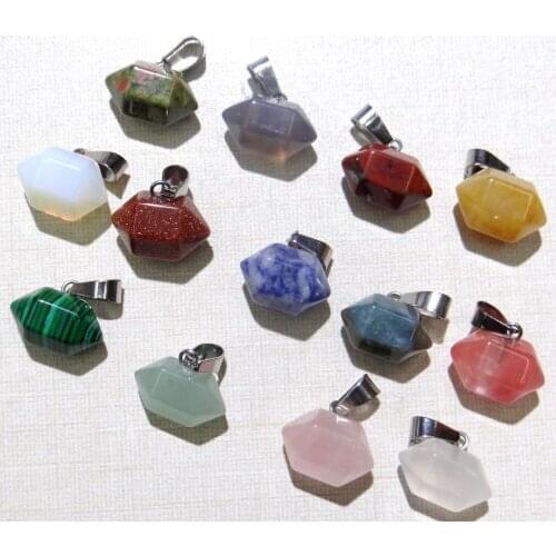 Natural stone Quartz Crystal Opal Turquoises aventurine tiger eye beads pendant for diy Jewelry making necklace Accessories24pcs