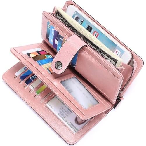 2020 New Genuine Leather Womens Wallets Luxury Famous Brand Female Clutch Purses Designer Ladies Card Holder Coin Purse Bag