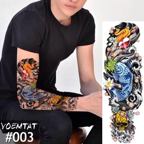 New 1 Piece Temporary Tattoo Sticker old school Full Flower Tattoo with Arm Body Art Big Large Fake Tattoo Sticker