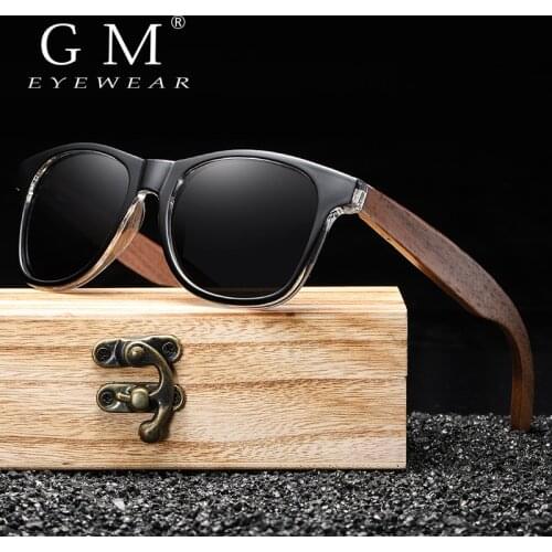 GM Black Walnut Sunglasses Men Women Mirror Sun Glasses Male UV400 Wooden Temples Sunglass Shades Oculos