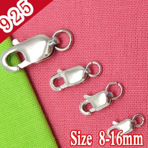 Wholesale 10pcs 925 Sterling Silver Color 8 10 12 16mm Lobster Clasps Connectors for DIY Jewelry Making Fittings