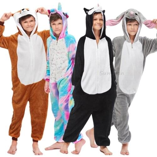 Kigurumi Pajamas Panda Children Girls Unicorn Pajama Boys rabbit Oneises Pijamas Unicornio for 4 6 8 10 12 Years Panda Costume