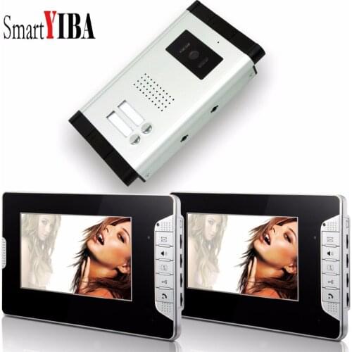 SmartYIBA 7" Wired Apartment Video Security Door Phone Hands-Free Video Door Entry Phone Intercom System For House/Flat
