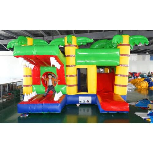 PVC Crocodile inflatable trampoline slide combination inflatable bouncer slides playground equipment for sale