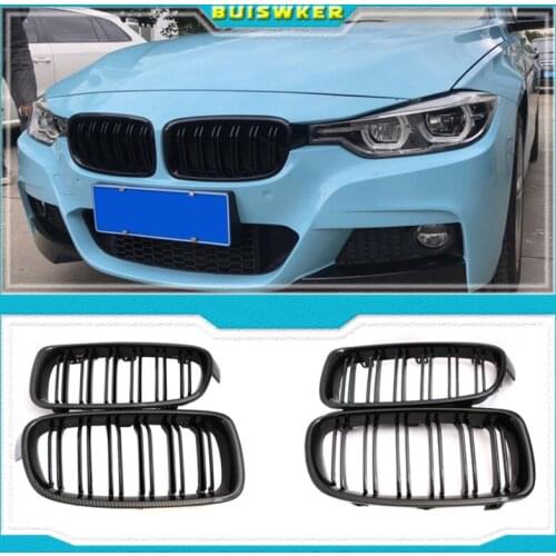 1Pair Gloss Black Front Grille/Grilles Kidney For BMW 3-Series F30 F31 F35 2012-2017 Car Styling
